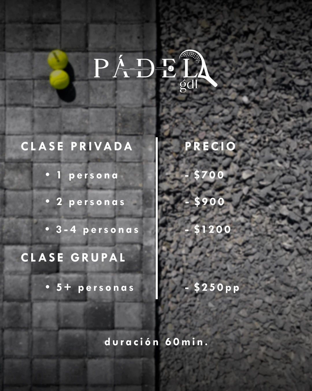 Precios de clases Pádel Gdl